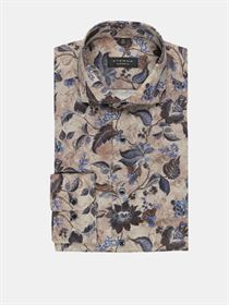 Eterna brun m ed blomstermotiv skjorte i Comfort Fit 3974 29 E17V